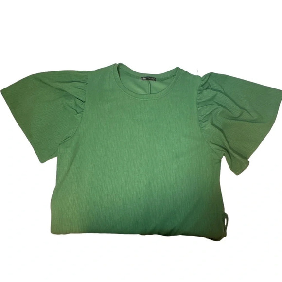 ZARA Short Sleeve Midi Dress in Green size M - Picture 5 of 10